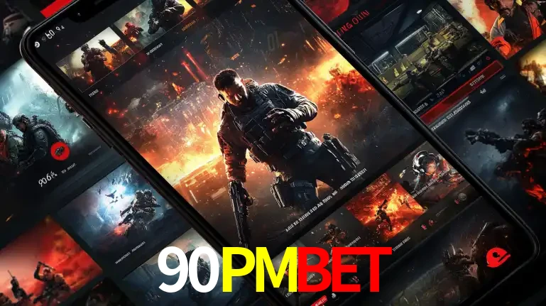Tela de um celular exibindo uma galeria de jogos de tiro com temática militar, mostrando a variedade de e-sports disponíveis para apostas na plataforma de entretenimento 90PMBET.
